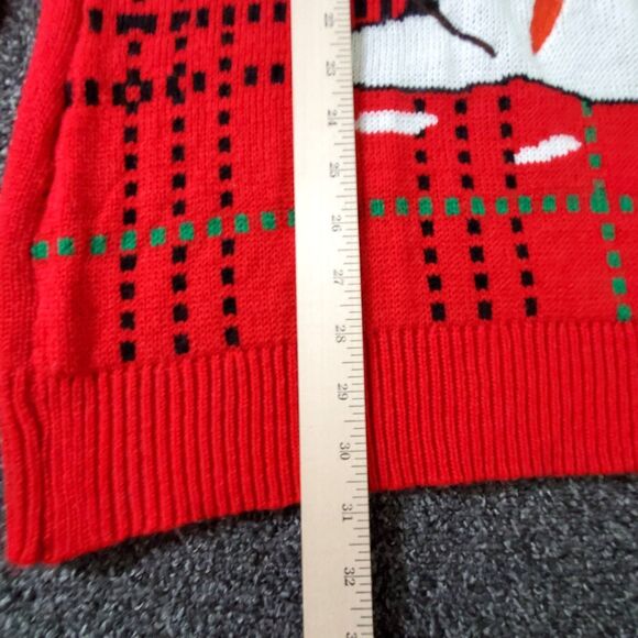 NOBO Christmas Sweater Women's XXL 19 Red Plaid Fleece Trim Hoodie Snowman - Picture 4 of 9